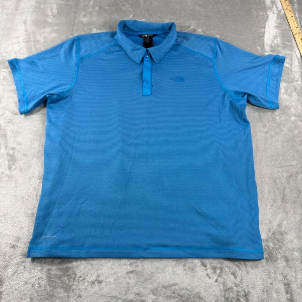 The North Face Polo Shirt Mens XL Blue Flash Dry Performance Snap Button